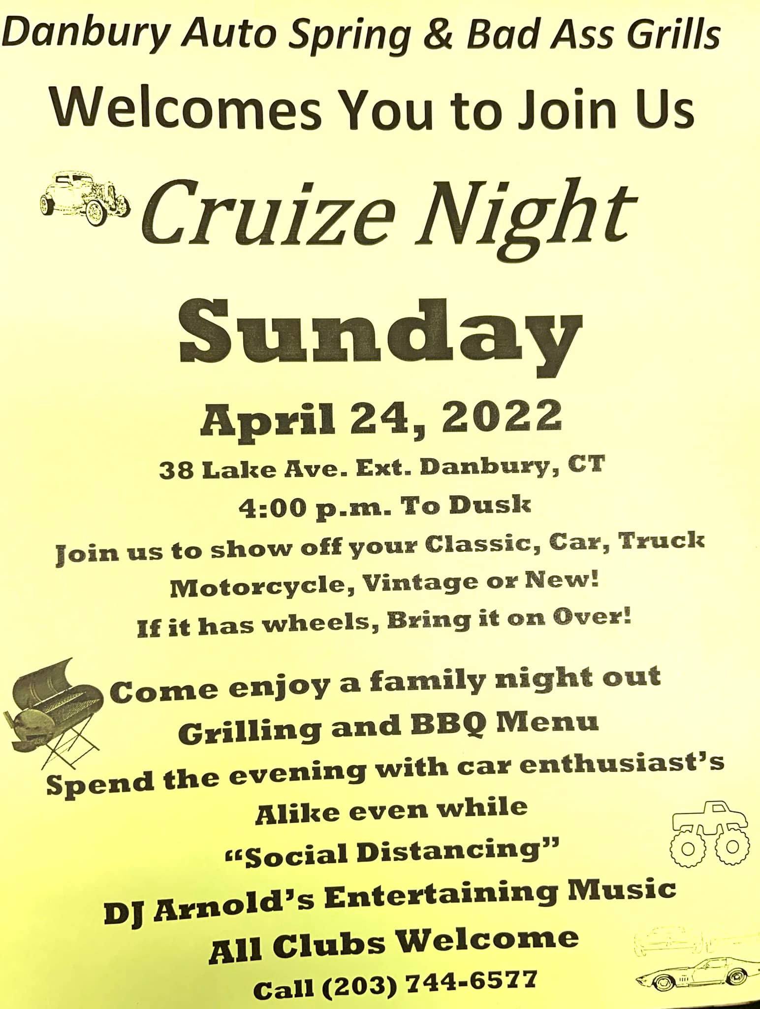 CT Danbury Auto Spring and Bad Ass Grills Sunday Cruise Nights