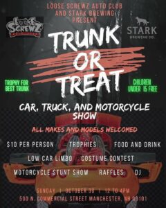 NH - Manchester - Loose Screwz “TRUNK OR TREAT” Car, Truck, & Motorcycle Show @ Stark Brewing | Manchester | New Hampshire | United States
